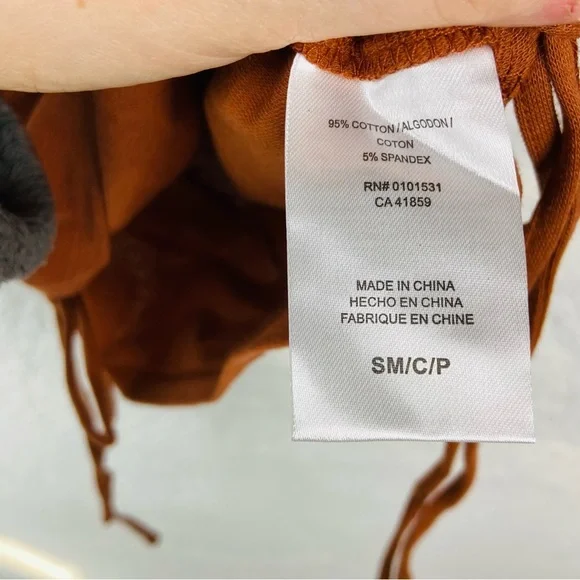 NWT MIGHTY FINE brown embroidered sun scrunched side stretch top size small - Picture 9 of 11